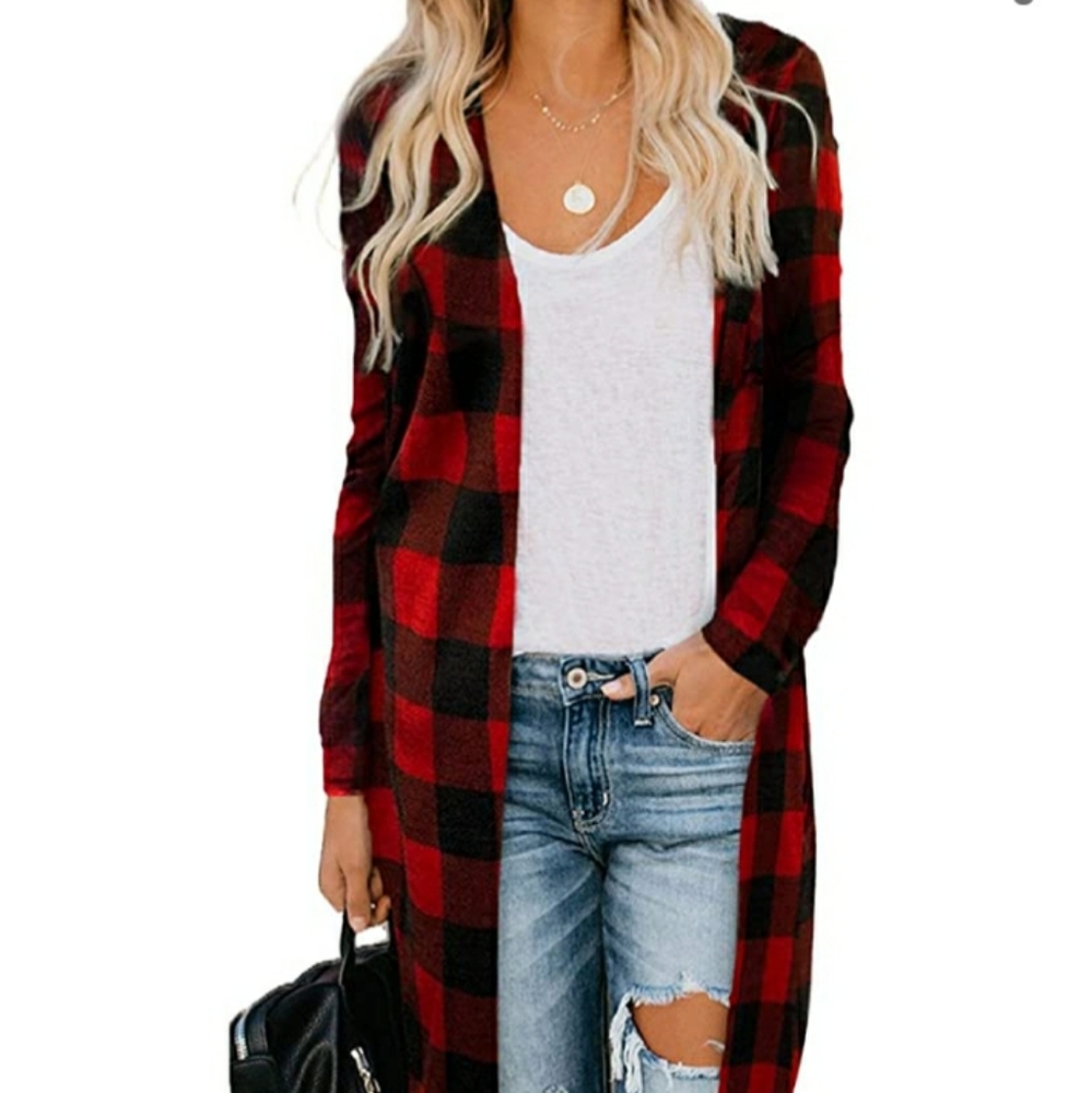 Nwot lumber Jack plaid cardigan outerwear top vest